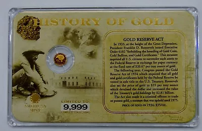 History Of Gold 1/2 Gram 14k Miniature Gold Coin - Gold Reserve Act - W/ Case  • $9.95