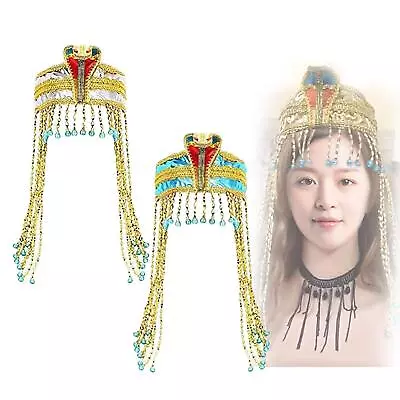 Egyptian Headwear With Beaded Tassel Headband For Cosplay Egyptian Headdress • £9.28