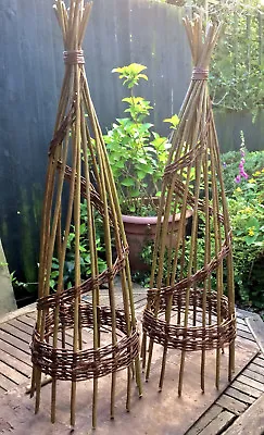 £62 • Buy Willow Garden Obelisks  Plant Supports  1.2 - 1.5m Tall   Handmade In UK