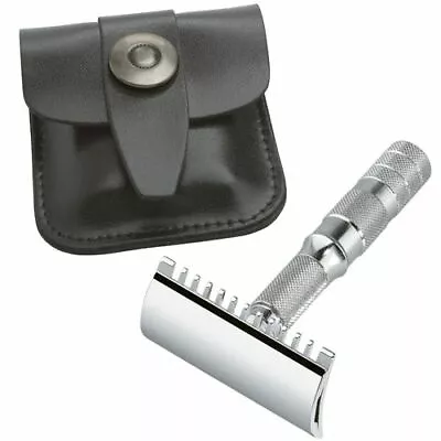 Merkur Solingen Open Comb Travel Safety Razor W/ Leather Case #90985000 • $58.54