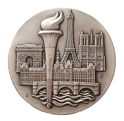 France Silvered Bronze Medal - Olympic Flame - City ​​of Paris 505mm • £26.50