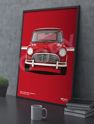 1965 Austin Mini Cooper S Illustration Red Portrait Poster. Various Sizes • £20