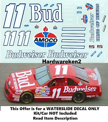 Nascar Decal #11 Budweiser 1994 Ford Thunderbird Bill Elliott Jnj 1/24 • $12