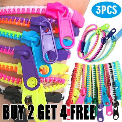 3 Pack Zipper Bracelet Fidget Focus Toy Stress Relief ADHD AUTISM Zip UK School • £2.74