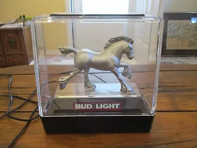 Bud Light Beer Silver Clydesdale Horse Light Up Display 1982 Bar Sign Vintage • $35