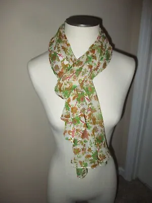 NWT Antica Sartoria For Giacomo Cinque Green Mustard Floral Oblong Scarf Wrap • $13.99