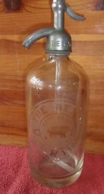 Vintage The Bear Seltzer Bottle 26 Oz Antique Clear Glass Made In Czechoslovakia • $80.50