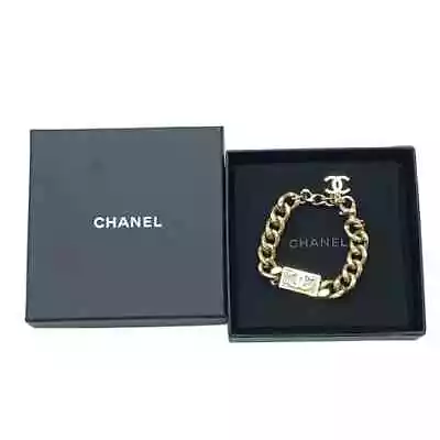 CHANEL Bracelet AUTH Coco Mark CC Chain Gold Logo Vintage Rhinestone B21C GP F/S • $899.99