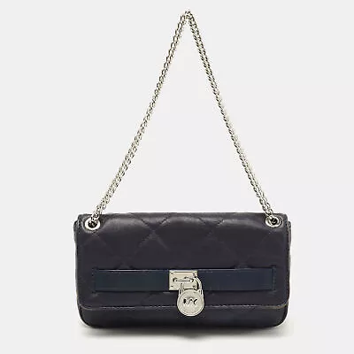 Michael Kors Navy Blue Quilted Leather Hamilton Chain Shoulder Bag • $115.50
