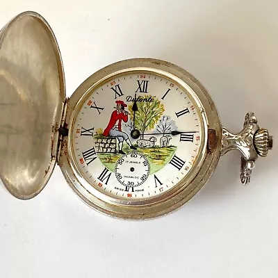 Antique Fancy Enamel Dufonte Pocket Watch Ladies Silver Remontoir Ancre Arnex 17 • $125