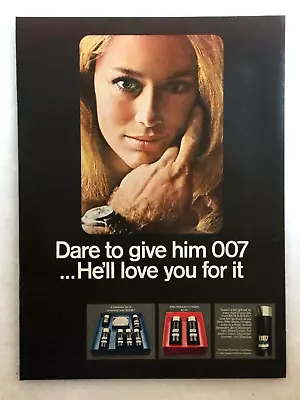 007 Aftershave Cologne Vintage 1966 PRINT AD Blond Woman Hand Caresses Face • $10.99