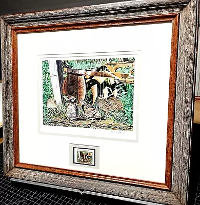 Les McDonald 2002 Quail Unlimited Stamp Print With Stamp - Brand New Frame • $275