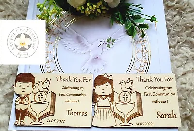 £5.60 • Buy Personalised First Holy Communion Wood Magnets Thank You Gift Boy Girl Keepsake