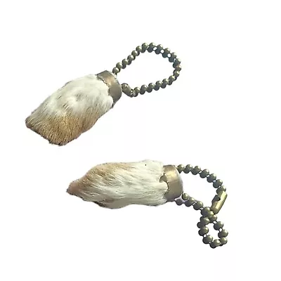 Vintage Pair Of Lucky Charm Real Rabbit's Foot Keychains • $11.99