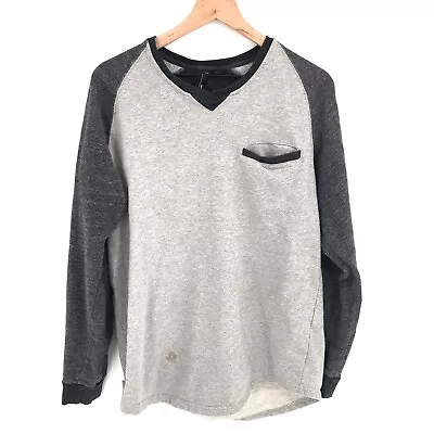 Comune V-neck Raglan Sleeve Pullover Sweatshirt Heather Gray Cotton L Men's READ • $13.50