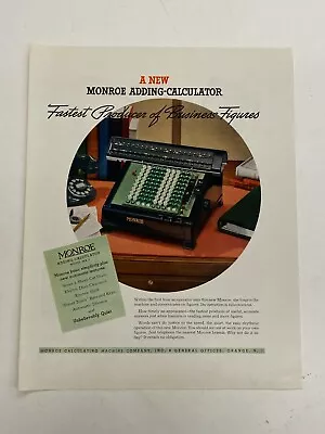 1937 Monroe Adding Calculator MA-7 Machine Company Advertisement Vintage (b39) • $9.95