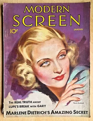 Modern Screen Film Magazine Jan 1932 Carole Lombard William Powell Lupe Velez • $4.92