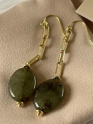 Lola Rose Dangle Earrings Gold Chain Semi Precious Stone • £30