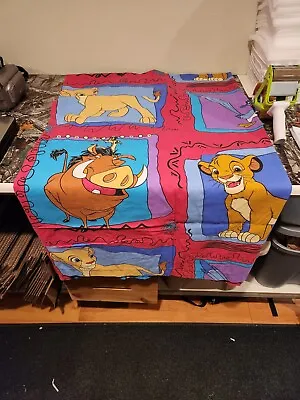 Vintage Disney Lion King Twin Flat Sheet Fabric Panel Crafts Simba Pumba Nala • $19.95