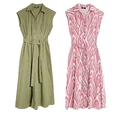 Wallis Shirt Dress Sleeveless Button Tie Front Structured Tea Dress • £23.95