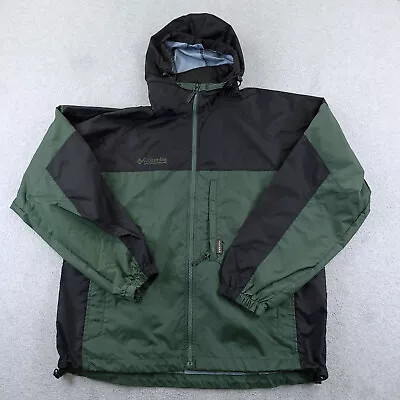 Columbia Jacket Mens Medium Green Lightweight Packable Light Rain Hideaway Hood • $24