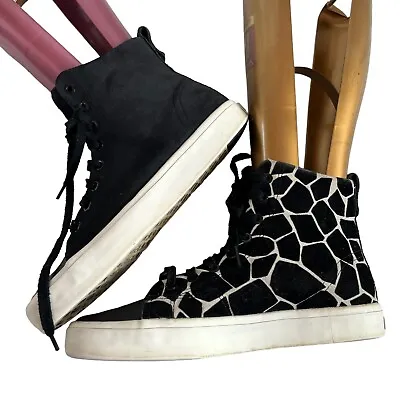 Adidas High Top Sneaker Womens 9 Honey Hi Black Suede Giraffe Lace Up Shoes • $29.99