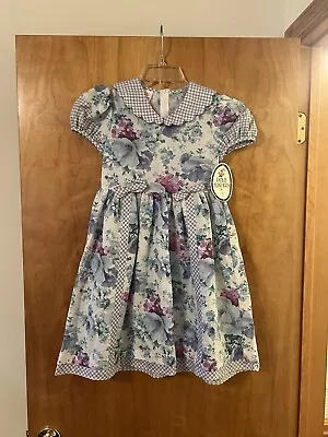 Vintage Polly Flinders Dress Vintage Girls Size 7 Blue Floral NWT • $59.99