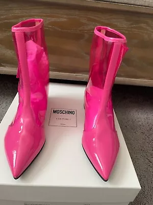 MOSCHINO COUTURE Rain Boots Bear Logo PinkSize 38 1/2 $595 • $295