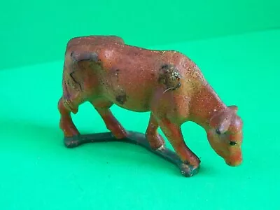 Vintage Cast Iron Miniature Hand Painted Brown Cow Figurine • $20.99