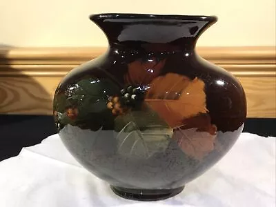 Weller Pottery Louwelsa Pillow Vase BlackBerry Tree Black Orangish Green Browns • $62.99