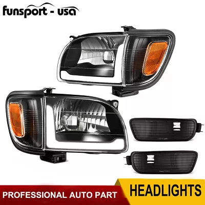 Black LED DRL Headlights + Corner + Bumper Lamps Set For 2001-2004 Toyota Tacoma • $142.99