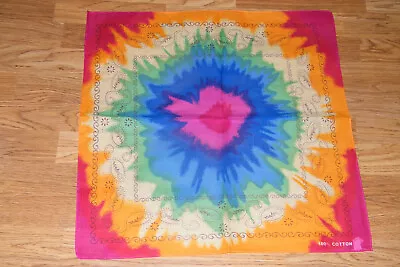 $7.95 • Buy TYE DYE Heart BANDANA Rainbow 100% Cotton 22  X 21  Tie Die Handkerchiefs NEW!