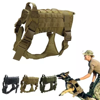 Po Lice-K9 Tactical Training Dogs Harness-Mili Tary Adjustable Molle Nylon Vest  • $29.99