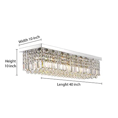 Modern Rectangle Chandelier Linear Crystal Pendant Hanging Ceiling Light Fixture • $185