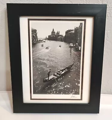 Grand Canal Of Venice Italy Black & White Photograph Print Framed Signed 12x10 • $36