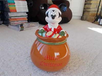 Walt Disney Santa Claus Mickey Mouse Merry Christmas With Gifts Cookie Jar #G292 • $49.99