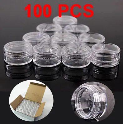 100 Pack Jars High Quality 5 Gram/ML Plastic Empty Sample Container Cosmetic • $14.99