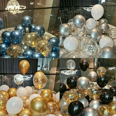 £2.35 • Buy 10-50 CHROME BALLOONS METALLIC LATEX PEARL 10  Helium/Air Wedding Birthday Party