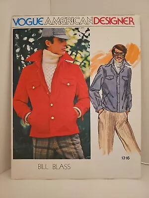 Vintage Vogue American Designer Pattern Bill Blass 1316 Uncut Size 40 FF Men's • $9.99