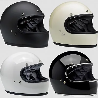 Biltwell Gringo Full Face Motorcycle Helmet Vintage Style Cafe Racer Black White • $103.88