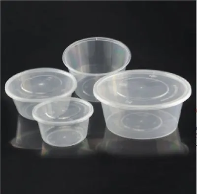 2oz 4oz 8oz 10oz 12oz Clear Plastic ROUND Containers+Lids DeliPots Sauce OFFER • £9.20