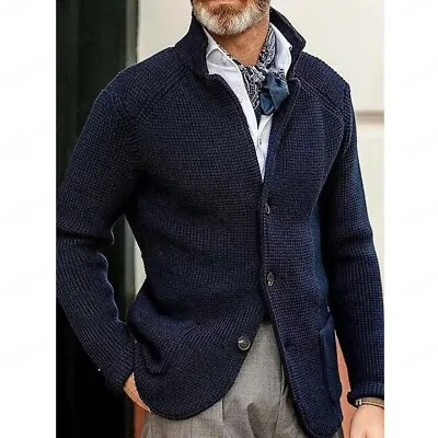 Standing Collar Jacket Jacket Men's Men's Knitted Cardigan Jacket • $40.80