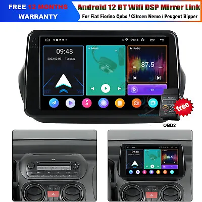 9  1DIN Car Radio Head Unit DAB Wifi Android 12 GPS For Peugeot Bipper 2008-2017 • £179.99