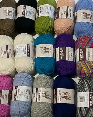 $3.99 • Buy Pure Wool Premium Yarn 3PLY 50G 100% NEW ZEALAND Wool 4mm Needle Size 16 Colour