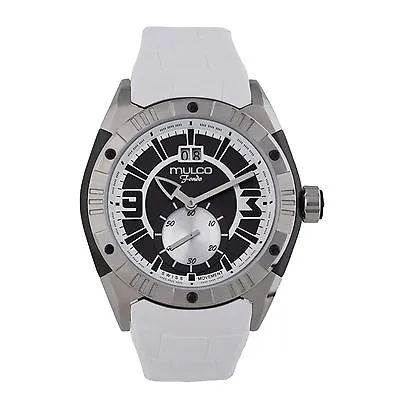 NEW Mulco MW1-18265-015 Unisex Fondo Croco Silver/Black Dial White Rubber Watch • $104.45