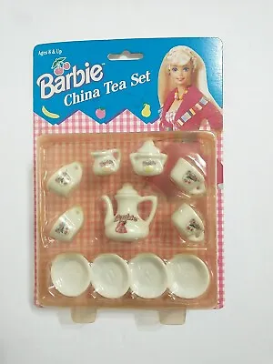 NEW Vintage 1994 Mattel Barbie 13pc China Tea Set Miniature Doll Dishes Chilton • $10
