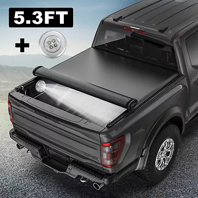 Roll Up Truck Tonneau Cover For 2005-2012 Dodge Dakota 5.3FT Bed W/ Led Lamp • $137.88