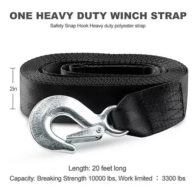 1pc Heavy Duty Car Boat Truck Trailer Winch Rope Strap Snap Hook 3300LB  2 X20' • $18.65