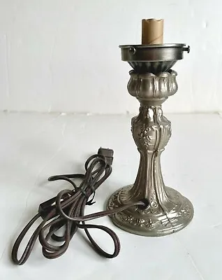 Vintage 1982 Cast Metal Table Lamp Base Shabby Chic Victorian Steampunk Pewter • $29.99