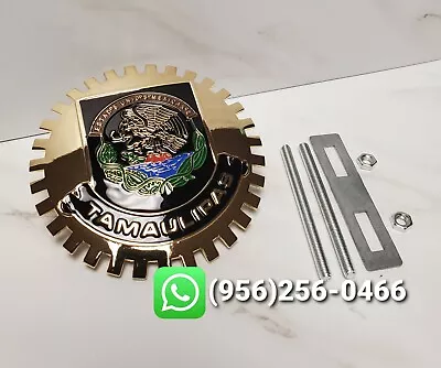 TAMAULIPAS Gold Chrome Car Grille Badge Emblem-Medallon Para Parrilla De Carro • $36.99